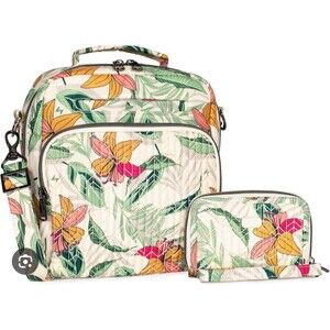 NWT LUG Ranger Lily Sand Crossbody Bag/Strap & Rodeo Wallet Floral Beige Two Pcs